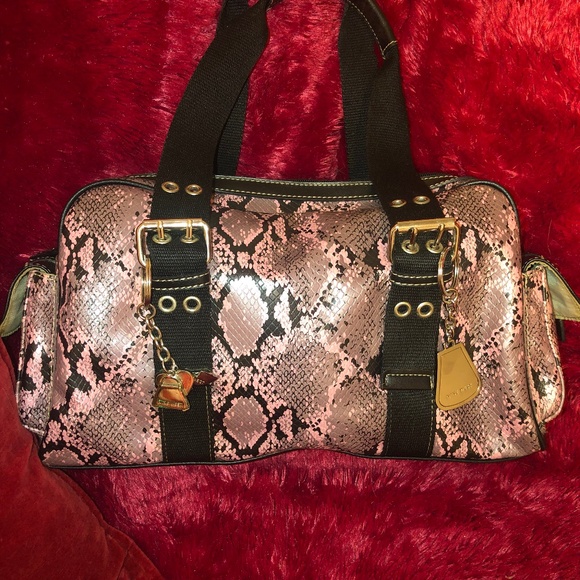 Holiday price drop SALE Nine West Pink Snakeskin Duffel Handbag - Picture 1 of 8